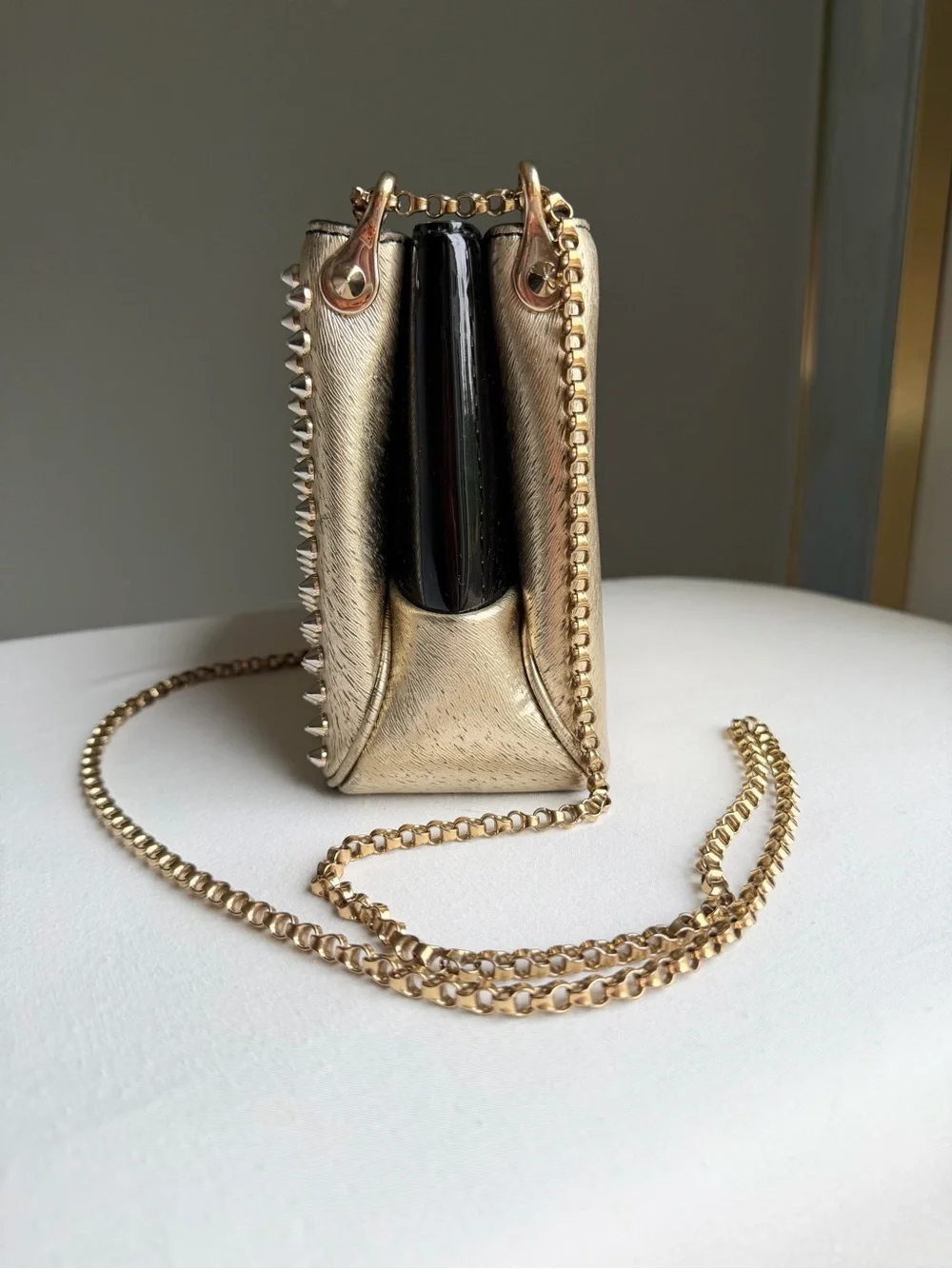 Christian Louboutin Metallic Gold Studded Crossbody